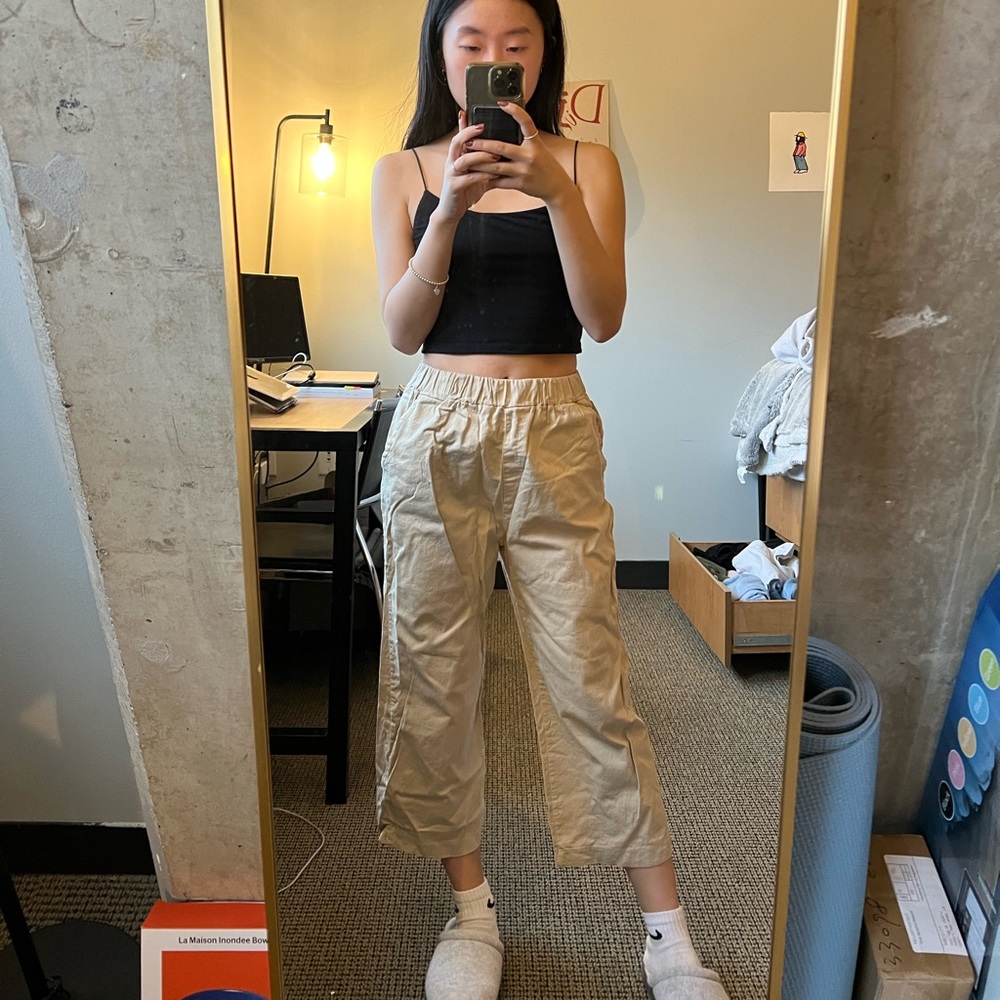 Thrifted Beige Baggy Cropped Pants